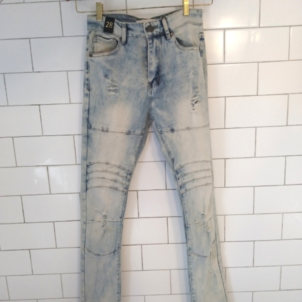 GS-115 Men's Distressed Jeans, Size 28 Skinny Stretch